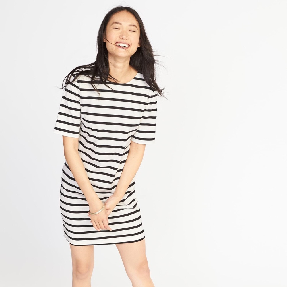Old navy striped ponte knit shift dress medium